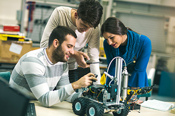 Engineering students in the lab