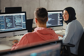 Students at computers