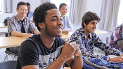 Smiling student in classroom