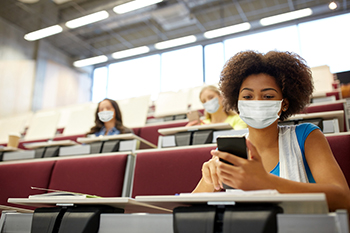 Student wearing a mask