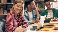 Students studying in the library