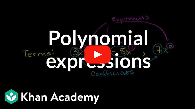 Play Video - The parts of polynomial expressions | Polynomial and rational functions | Algebra II | Khan Academy