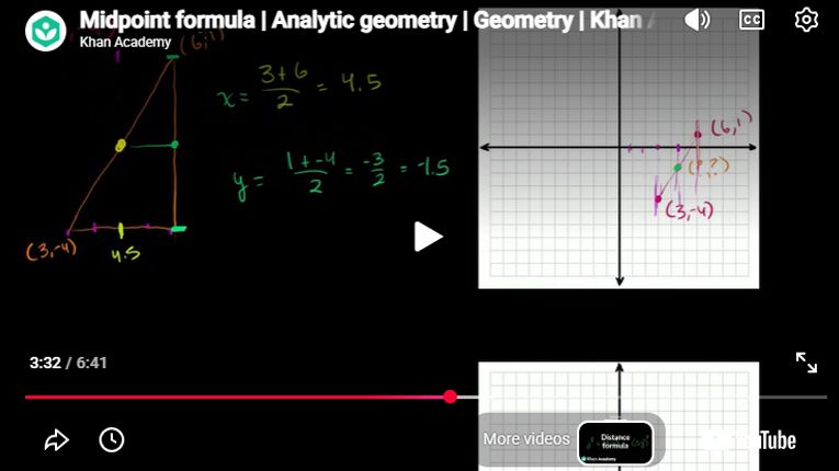 Play Video - Midpoint formula | Analytic geometry | Geometry | Khan Academy