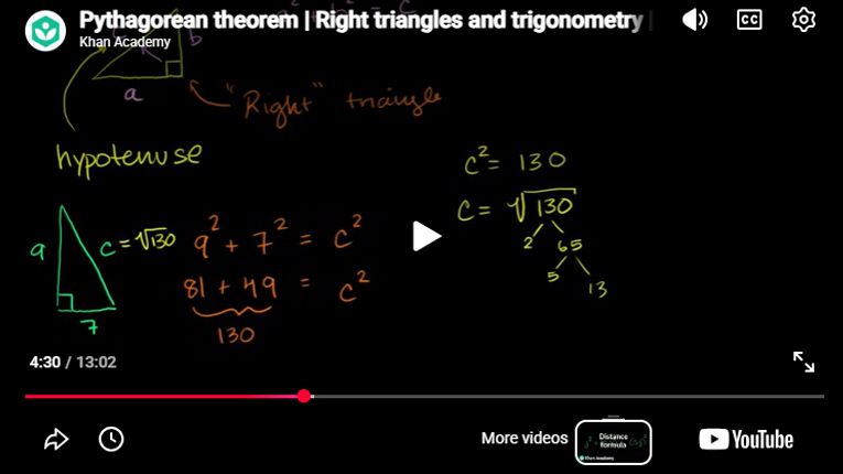 Play Video - Pythagorean theorem | Right triangles and trigonometry | Geometry | Khan Academy